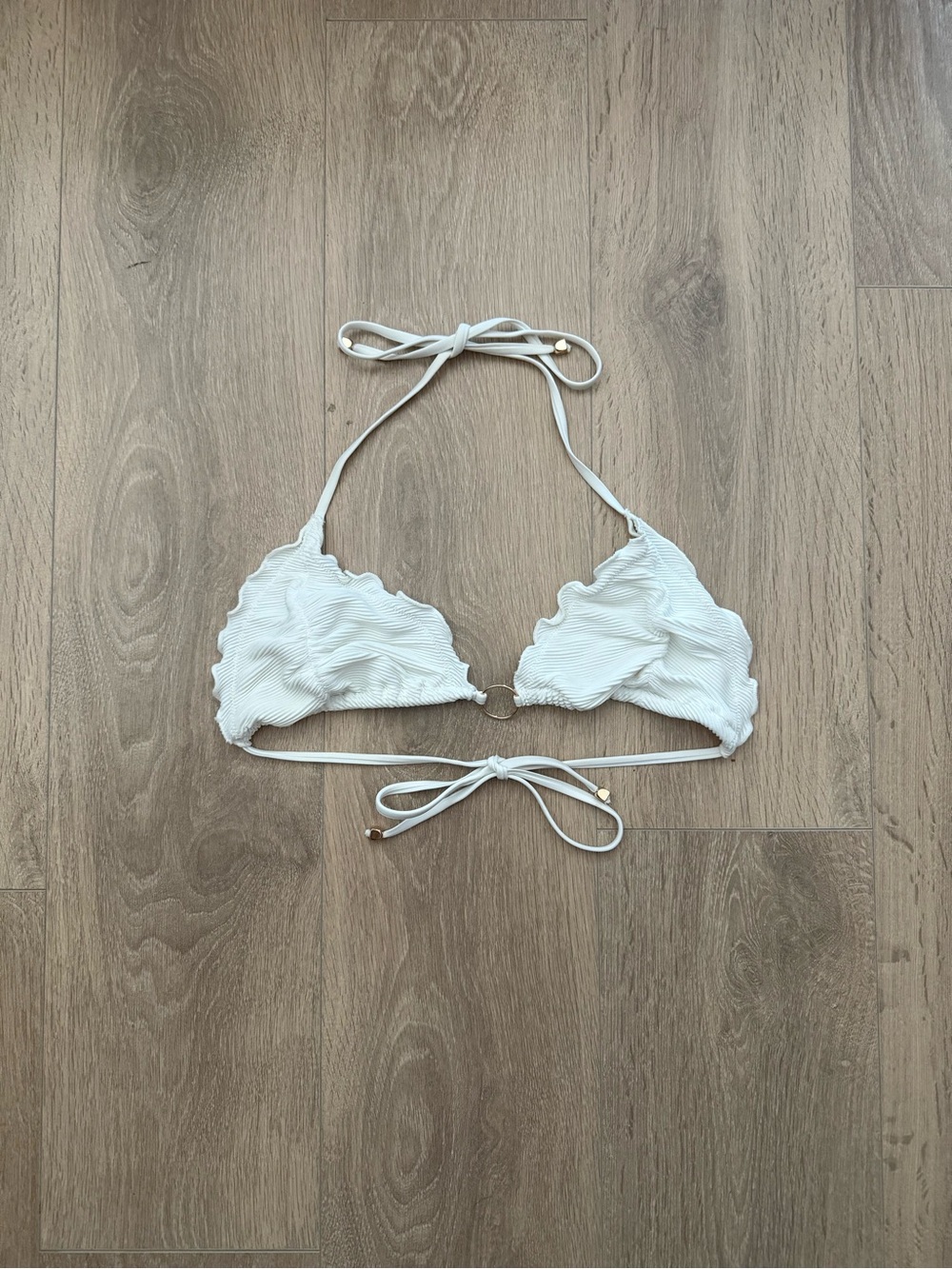 Garage White Scalloped Triangle Bikini Top - Women Intimates & Sleepwear